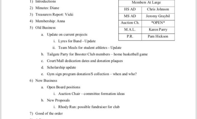 Siuslaw Athletic Booster Club Florence Oregon Regarding Awesome Booster Club Meeting Agenda Vorlage