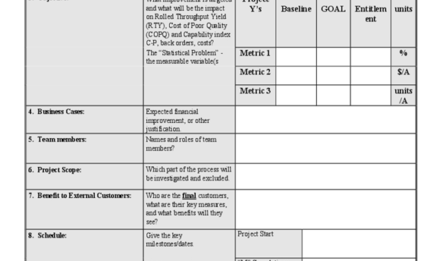 Six Sigma Project Charter Template 2 Free Templates In For Business Charter Template Sample