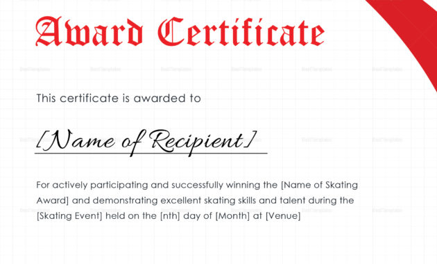 Skating Award Certificate Design Template In Psd Word In Leadership Certificate Template Designs