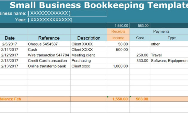 Small Business Bookkeeping Template Spreadsheet For Business Directory Template Free