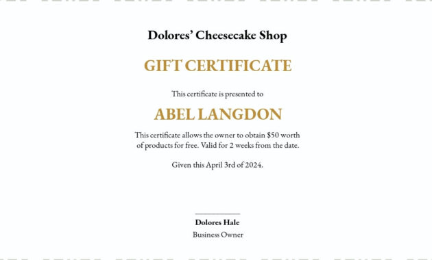 Small Business Gift Certificate Template Template In Awesome Small Certificate Template