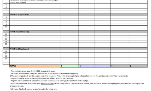 Small Capital Grant Budget Form Explore Baltimore Throughout Grant Proposal Budget Template