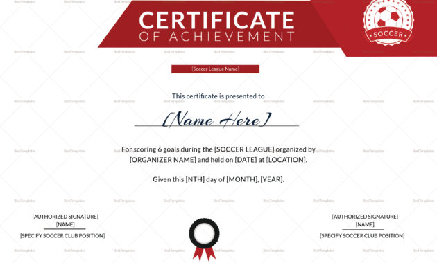 Soccer Achievement Certificate Design Template In Psd Word Inside Certificate Of Achievement Template Word