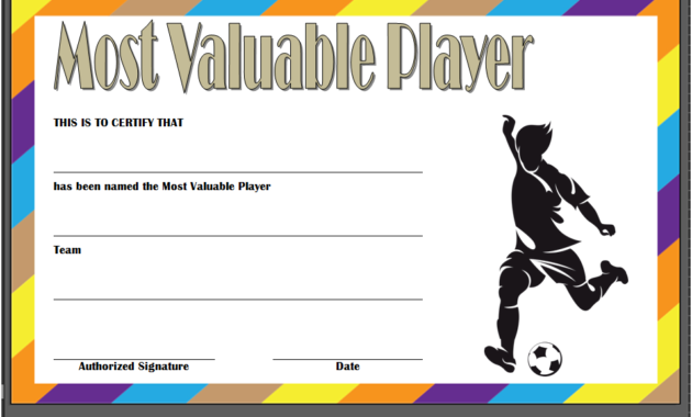 Soccer Certificate Template Free 21 Most Complete Ideas Inside Soccer Mvp Certificate Template
