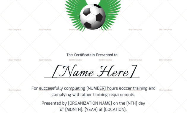 Soccer Completion Certificate Design Template In Psd Word Throughout Soccer Certificate Template