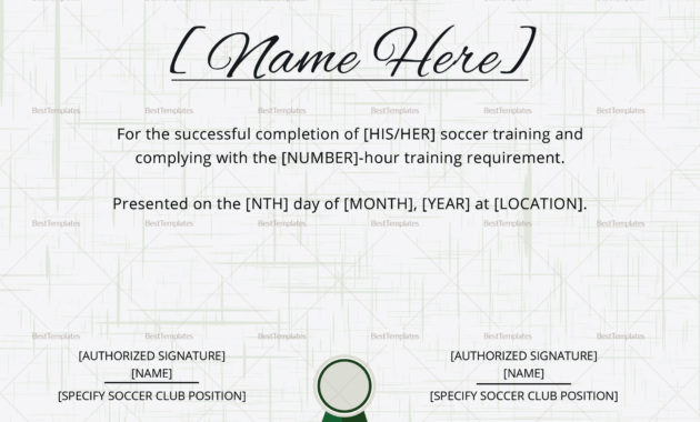 Soccer Training Certificate Design Template In Psd Word With Soccer Certificate Templates For Word