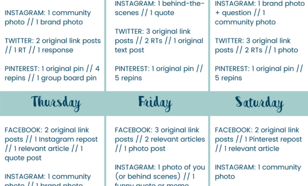 Social Media Posting Schedule Template Example Calendar With Social Media Marketing Business Plan Template
