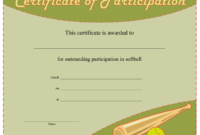Softball Participation Certificate Printable Certificate With Free Softball Certificate Templates