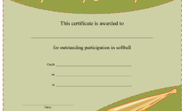 Softball Participation Certificate Printable Certificate With Free Softball Certificate Templates