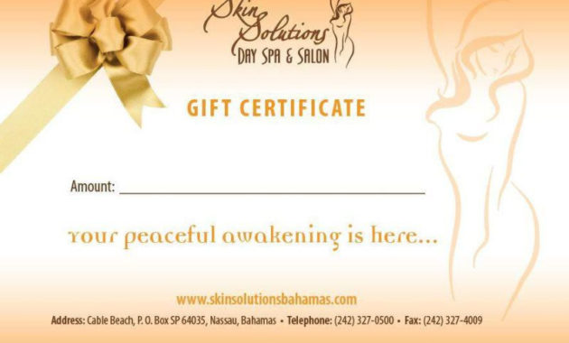 Spa And Salon Gift Certificates Skin Solutions Day Spa Regarding Awesome Spa Gift Certificate