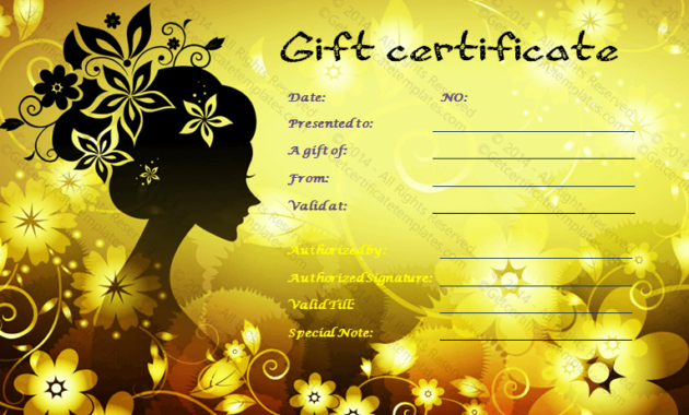 Sparking Salon Gift Certificate Template Intended For Salon Gift Certificate Template