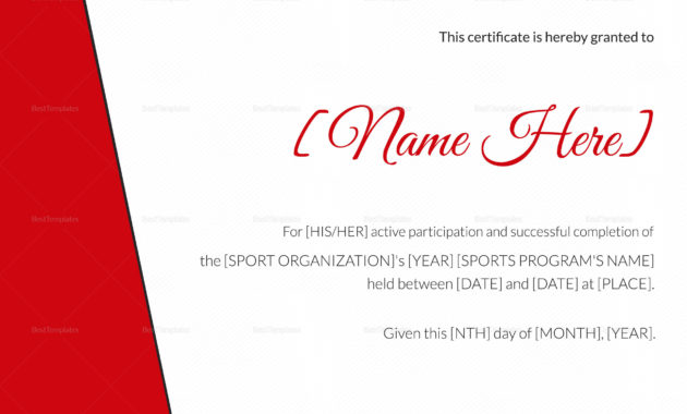 Sports Achievement Award Certificate Design Template In For Quality Tennis Achievement Certificate Template