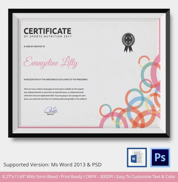 Sports Certificate Template 6 Word Psd Format Download Intended For Athletic Certificate Template