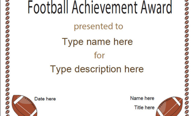 Sports Certificates Football Achievement Award Within Awesome Soccer Award Certificate Templates Free
