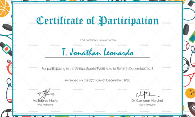 Sports Participation Certificates Calepmidnightpigco Inside Free Certificate Of Participation Template Word