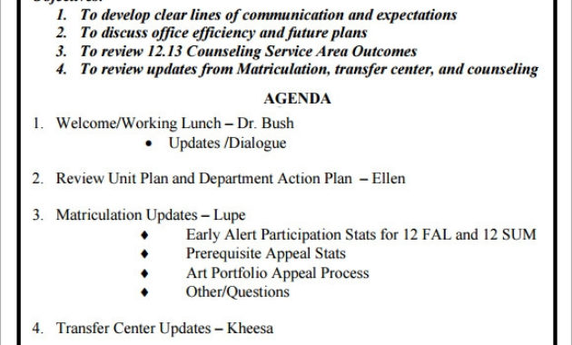 Staff Meeting Agenda 7 Free Samples Examples Format Intended For Sample Agenda Template For Meetings