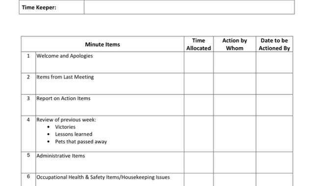 Staff Meeting Agenda Minutes Template In Word And Pdf Pertaining To Free Agenda Template With Attendees