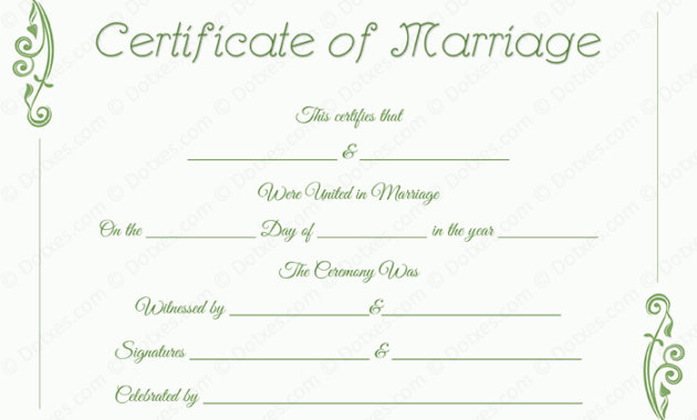 Standard Marriage Certificate Template Dotxes Regarding Blank Marriage Certificate Template