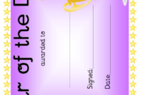 Star Of The Day Award Certificate Template Purple With Regard To Star Of The Week Certificate Template