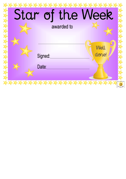 Star Of The Week Award Certificate Template Purple In Student Of The Week Certificate Templates