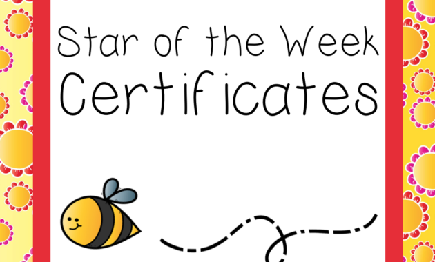 Star Of The Week Certificates Flower Theme Mashie Throughout Star Of The Week Certificate Template