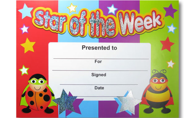 Star Of The Week Certificates Sparkling In Star Reader Certificate Template Free