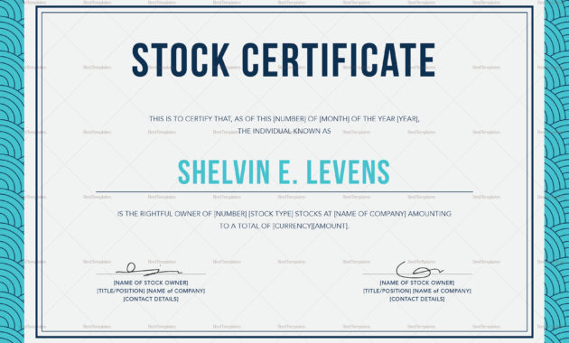 Stock Certificate Design Template In Psd Word Publisher With Amazing Ownership Certificate Templates