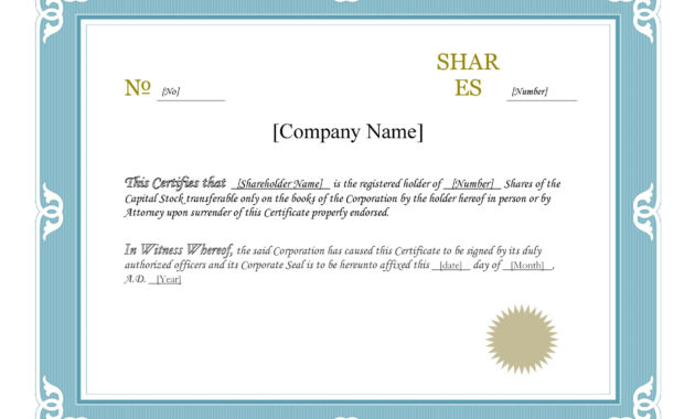 Stock Certificate Template Microsoft Word Free Matah Pertaining To Stock Certificate Template Word