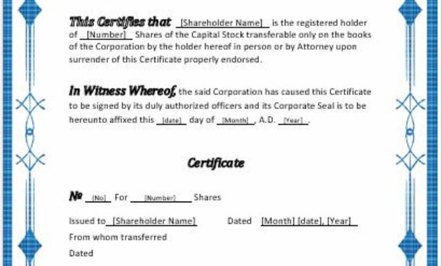 Stock Certificates 2018 Templates For Ms Word Word Within Stock Certificate Template Word