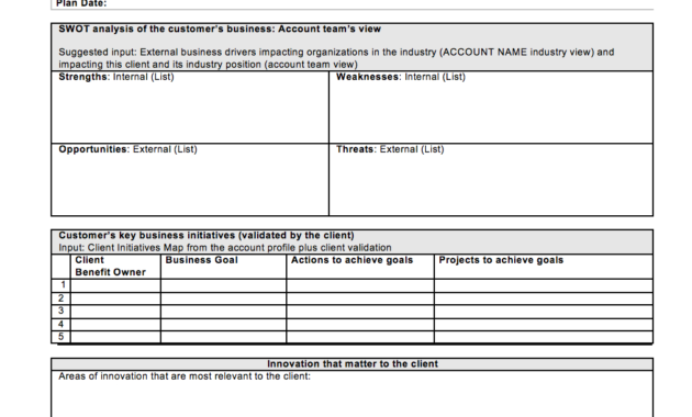 Strategic Account Plan Template Download At Four Quadrant Throughout Business Intelligence Plan Template
