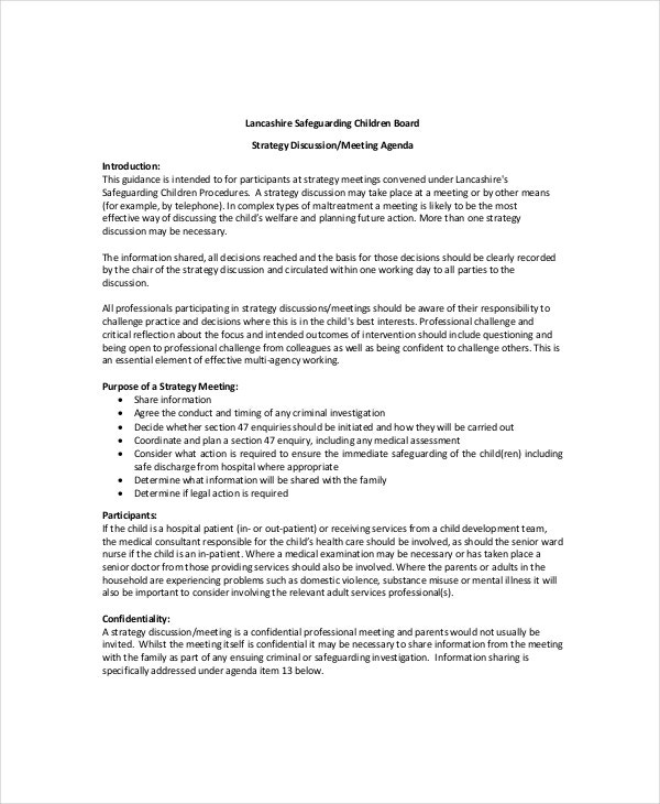 Strategy Meeting Agenda Template 10 Free Word Pdf Regarding Free Planning Session Agenda Template