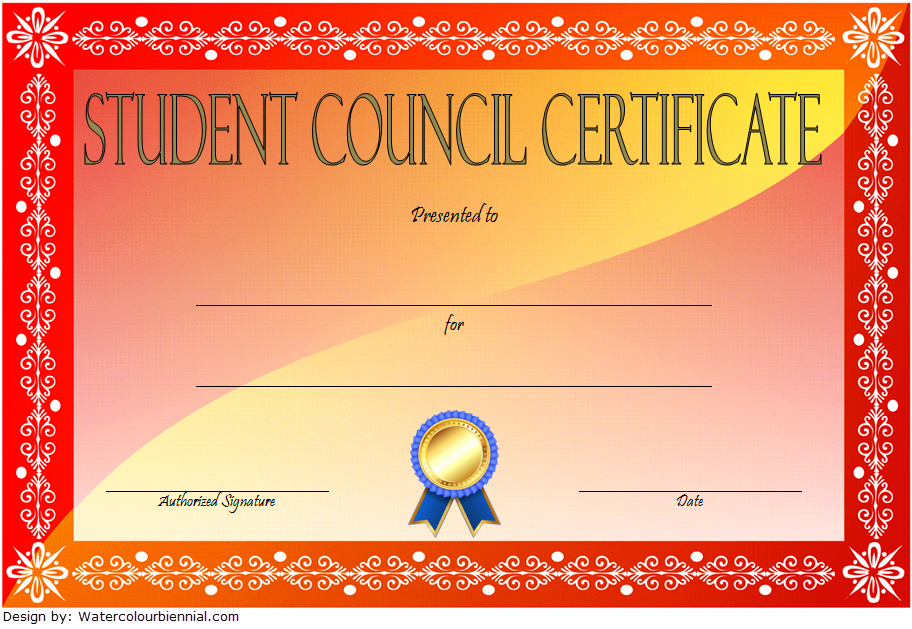 Student Council Certificate Template 8 New Designs Free With Regard To Printable Student Leadership Certificate Template Ideas