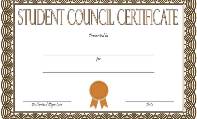 Student Council Certificate Template 8 New Designs Free With Student Leadership Certificate Template Ideas