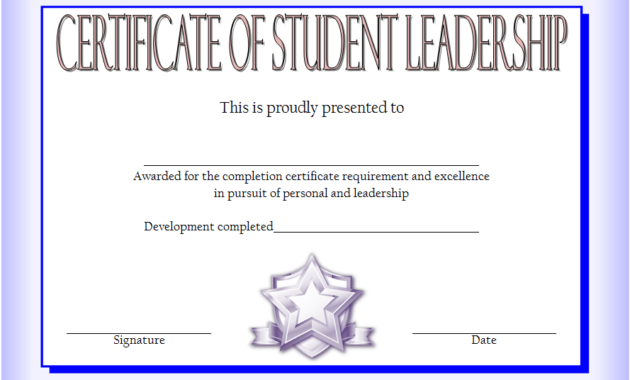 Student Leadership Certificate Template 10 Designs Free For Amazing Best Coach Certificate Template Free 9 Designs