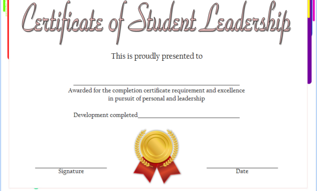 Student Leadership Certificate Template 10 Designs Free For Best Coach Certificate Template Free 9 Designs