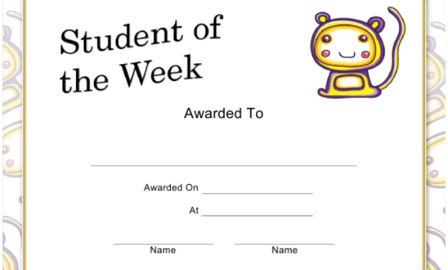Student Of The Week Certificate Template Download Pertaining To Free Student Certificate Templates