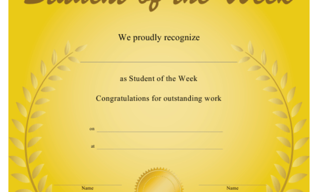 Student Of The Week Certificate Template Download With Best Free Printable Student Of The Month Certificate Templates