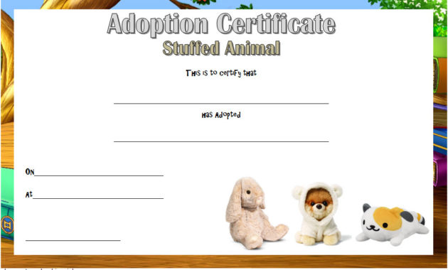 Stuffed Animal Adoption Certificate Template 7 Ideas Free Intended For Awesome Dog Adoption Certificate Free Printable 7 Ideas