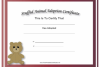 Stuffed Animal Adoption Certificate Template Download With Regard To Printable Stuffed Animal Birth Certificate