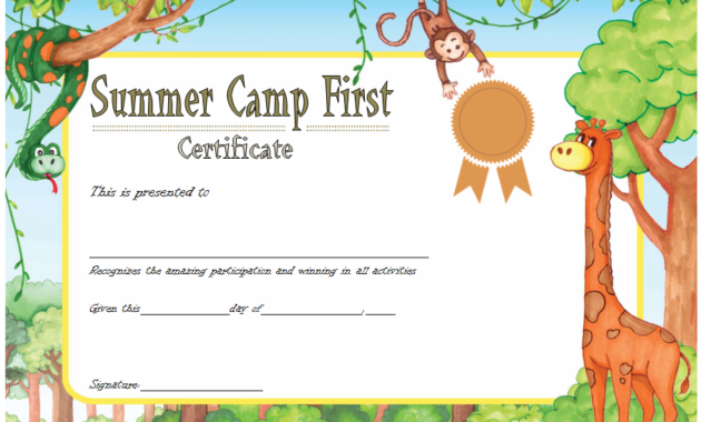 Summer Camp Certificate Design Template Free 1 Two In Summer Camp Certificate Template