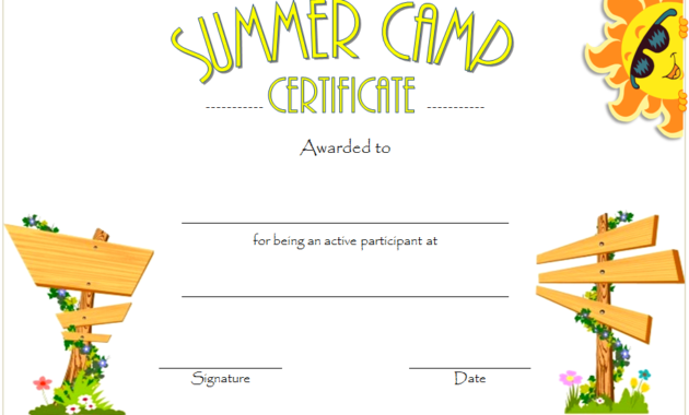 Summer Camp Certificate Of Participation Template Free 5 In Quality Summer Camp Certificate Template