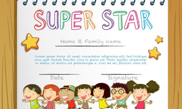 Super Star Award Template With Children In Background Pertaining To Free Super Reader Certificate Templates