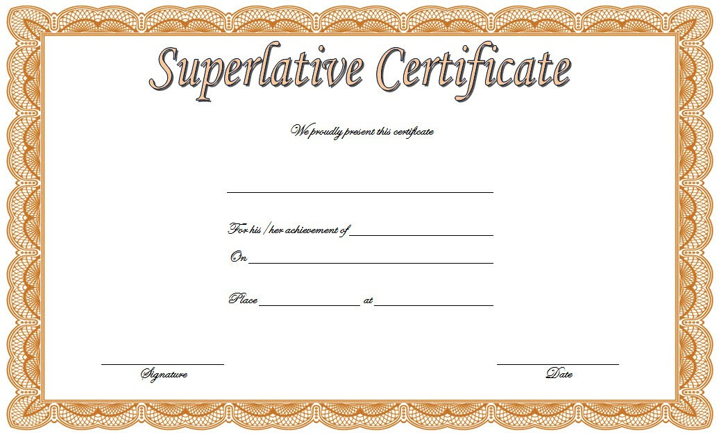 Superlative Certificate Template 2 Within Best Best Dressed Certificate Templates