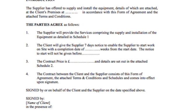 Supply And Installation Contract Favouring The Client With Cost Plus Building Contract Template