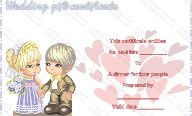 Sweet Love Wedding Gift Certificate Template Regarding Free Free Wedding Gift Certificate Template Word 7 Ideas