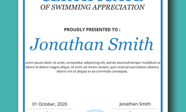 Swimming Certificate Example Psd Design Room Surf In Free Choir Certificate Templates 2020 Designs