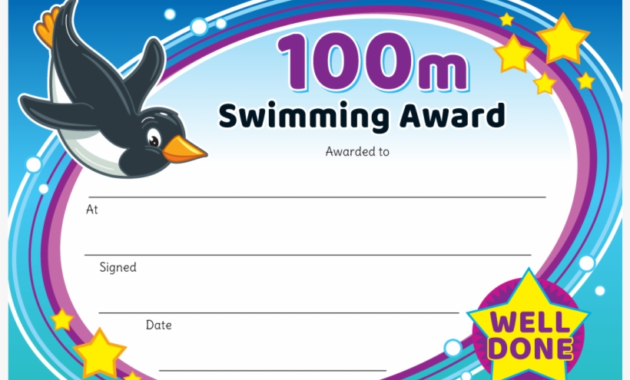 Swimming Certificate Template Within Free Swimming Certificate Templates