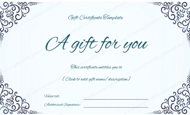 Swirls Corner Gift Certificate In Printable Wedding Gift Certificate Template