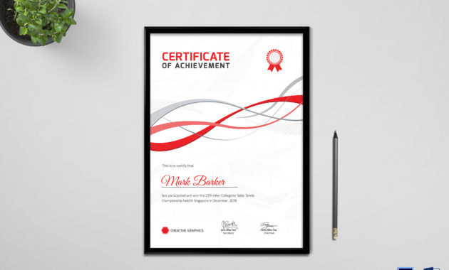 Table Tennis Certificate Design Template In Psd Word Pertaining To Tennis Certificate Template