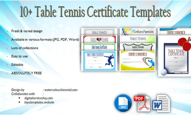 Table Tennis Certificate Templates Editable 10 Best Designs Pertaining To Tennis Achievement Certificate Templates